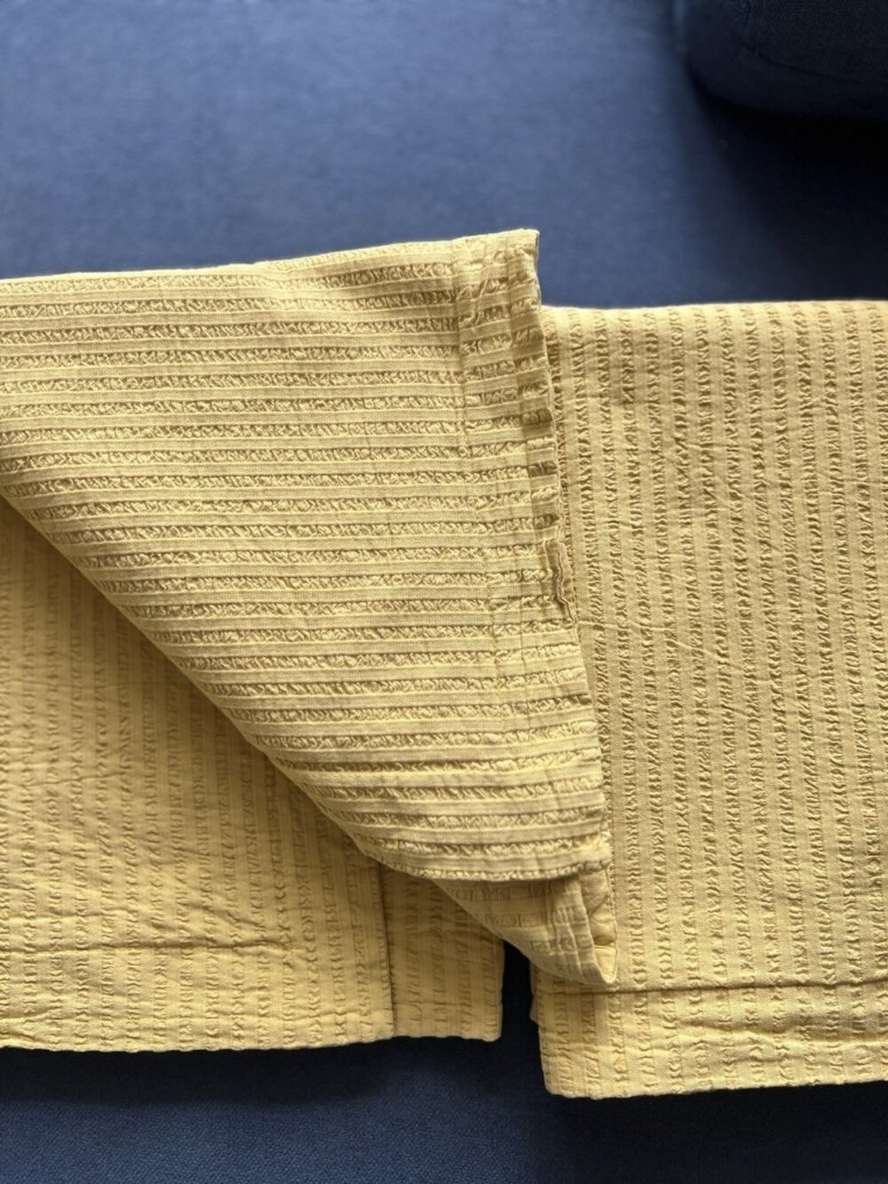 Brooklinen King Pillow Shams Seersucker Mustard Yellow Gold 100% Cotton Portugal - Picture 4 of 15